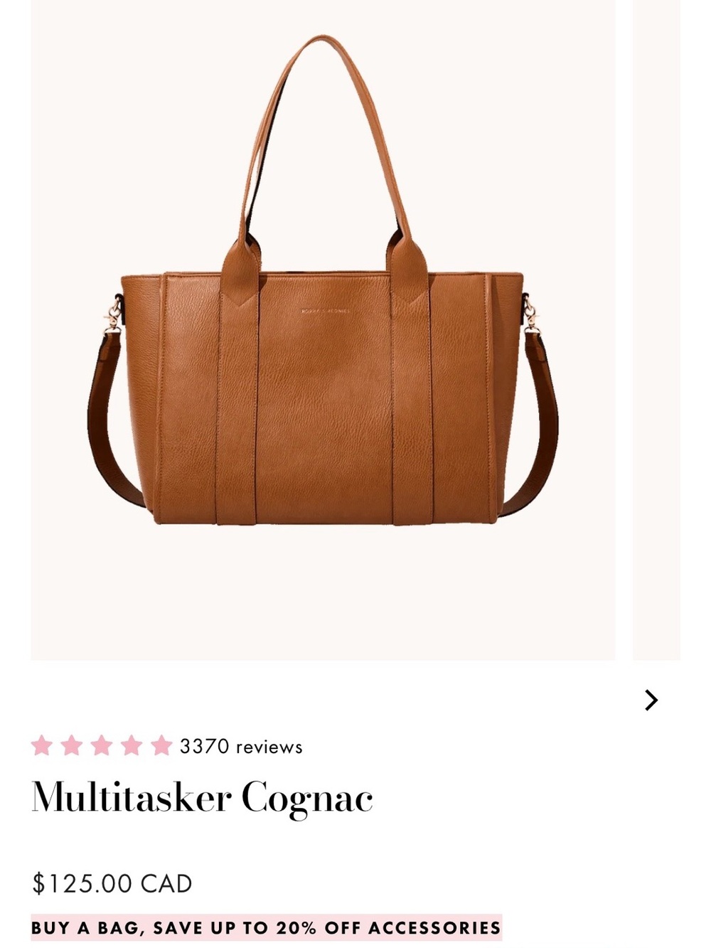 Poppy & Peonies Cognac Pebbled Leather Tote